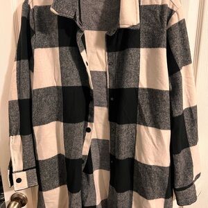 Black and White Plaid Button-Up Shirt